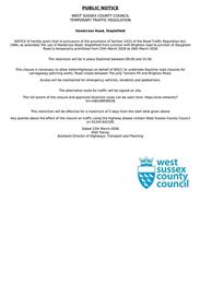 WSCC Road Closure Notice, Handcross Road
